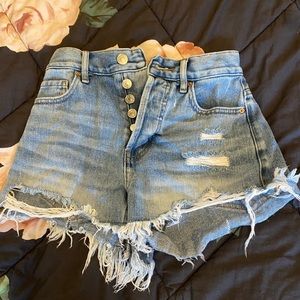PacSun Eco Light Blue Ripped Vintage High Waisted Denim Shorts